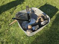 Washtub with Misc Hitches, Magnets and Prybar
