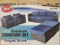 7 Piece Outdoor Furniture Set Royal Blue