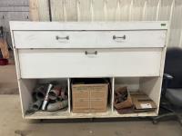 Large Qty of Welding Items & Supplies in Wooden Cabinet