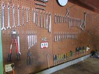    Wall Of Combination & Box End Wrenches, Nut Drivers, Snap Ring Pliers, Bolt Cutters