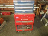    Roll Cabinet, Blue Tool Chest & 1 1/2 ton Chain Lever Hoist