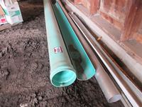    (1) 6" Aluminum Pipe, (1) Large Green Sewer Pipe, (1) 1/2 Green Sewer Pipe
