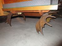    Moose Antler Table with Log Cabin