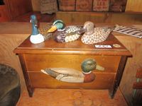    Wood Chest , (3) Ducks & Small Table