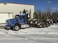 2014 Kenworth T800 Tri Drive Day Cab Log Truck w/ 2009 Arctic QD-32 Quad Axle Log Trailer