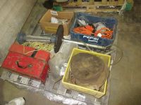    Pallet of Miscellaneous, Tool Box, Trouble Light & Wire