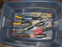    Blue Tote w/Various Pliers, Vice Grips, Snips