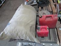    Pallet w/ Motor Home Winter Cover, Wire Rope, Gas Cans