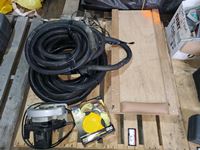    Pallet of Misc W/Creeper, Pump, Skillsaw, Tow Strap