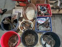    Misc Horseshoes, Bolts, Wrenches, Copper Pipe, Hitch, Etc