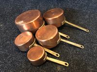    Set of (5) Copper and Brass Pots