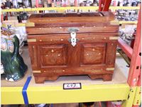    Decorative Wood Box With Brass Inlay