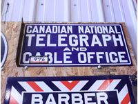    Canadian National Telegraph And Cable Office Sign Double Sided