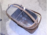    Metal Lidded Wicker Picnic Basket and Ice Chest