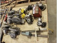    Pallet of Hand Power Tools, (2) Brush Trimmers &  Drill Bits