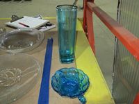    Blue Glass Tray And Vase