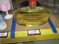    Store Display Perfume Bottle & Red Glass Candy Dish