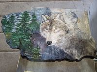    Wolf Painting on Stone