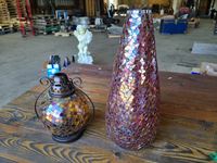    Glass Vase & Bronze Glass Tea Light Holder