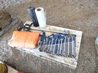    Pallet with Bumper Jack, Tarp, Plastic Rap, Full Set of Open End/Box End 3/8-1 1/4 in Wrenches