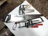    (2) Saws, (4) Wood Working Clamps