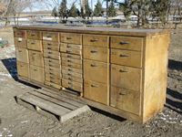    Wooden Shop Drawer Cabinet & Contents