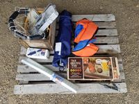    Pallet of Lawn Chair, Life Jacket, Hot Electric Tray, Fishing Rod & Net