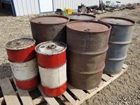    Pallet of (4) Big Tin Barrels & (2) Small Tin Barrels