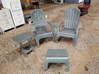    Set of Plastic Chairs, Footrest & Table