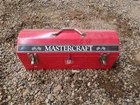    Little Steel Red Box Full of Misc Mastercraft Tools