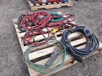    Pallet of Air Hoses, Booster Cables, Cords & Misc