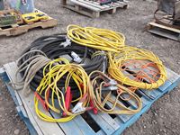    Pallet of Extension Cords, Booster Cables & Air Hoses