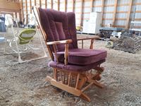    Wooden Glider Rocking Chair With Cushions