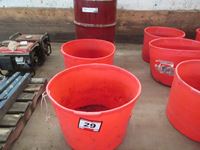    (2) Feed Tubs & 45 Gal Barrel
