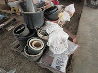    Misc Flower Pots, Craft box, Bag of Red Mulch