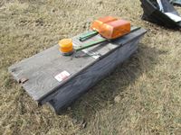    Wooden Tool Box & (3) Amber Beacon Lights
