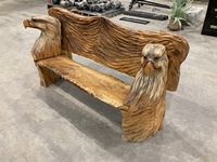    Carved Wood Eagle Bench