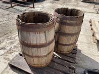    (2) Wooden Whiskey Barrels