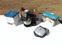    Sunbeam Mixer, Box of Cookbooks, Misc Kitchen Items