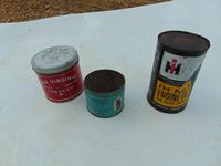    (2) Tobacco Cans, 1 full Oil Can
