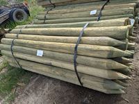    (50) 5-6 In. x 9 Ft Treated Sharp Point Posts (Unused)