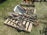    Pallet of Shovels, Potato Fork, Rake, Spades