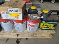    (5) Cans of Epoxy Coating, (2) Jugs of Driveway Sealer, Box of Plywood Clips