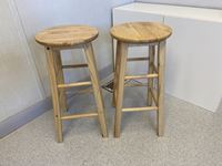    (2) Wooden Round Table High Chairs