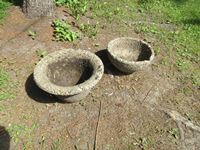    (2) Concrete Flower Pots