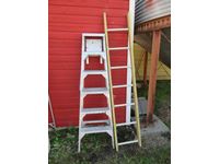 (1) 6 Aluminum Step Ladder, & (1) 7 Fibreglass Ladder