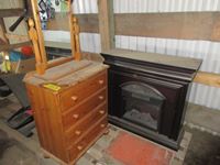    Wood Dresser & Electric Fireplace