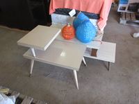    (2) Vintage End Tables & Hanging Lamps
