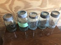    (5) Colored Canning Jars with Glass Lids