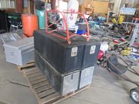    (4) Metal Cabinets & Barrel Tipping Stand